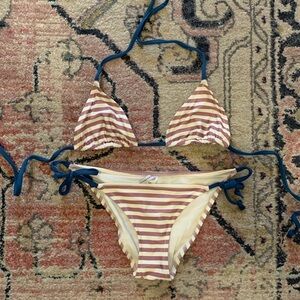 Solid & Striped String Bikini Swimsuit